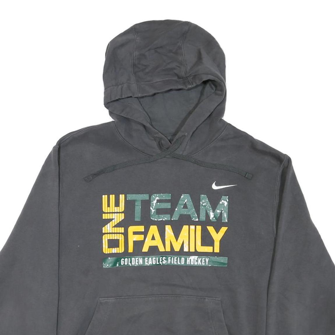 NIKE Mens Black Hoodie L One Team Family Graphic Sports Sweatshirt