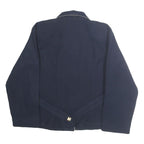 Womens Navy Blue Basic Top Long Sleeve Collar M Cotton Blend Casual