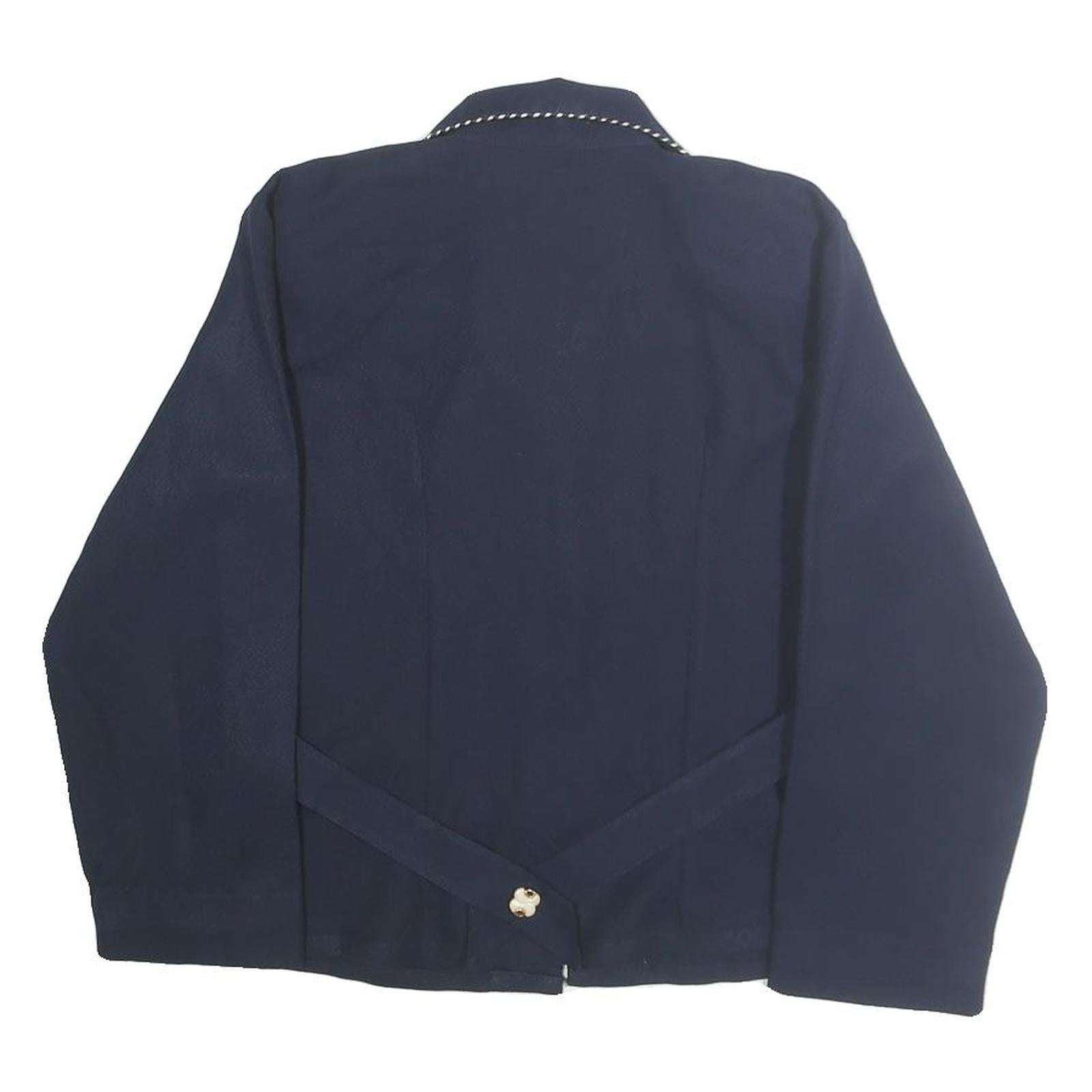 Womens Navy Blue Basic Top Long Sleeve Collar M Cotton Blend Casual