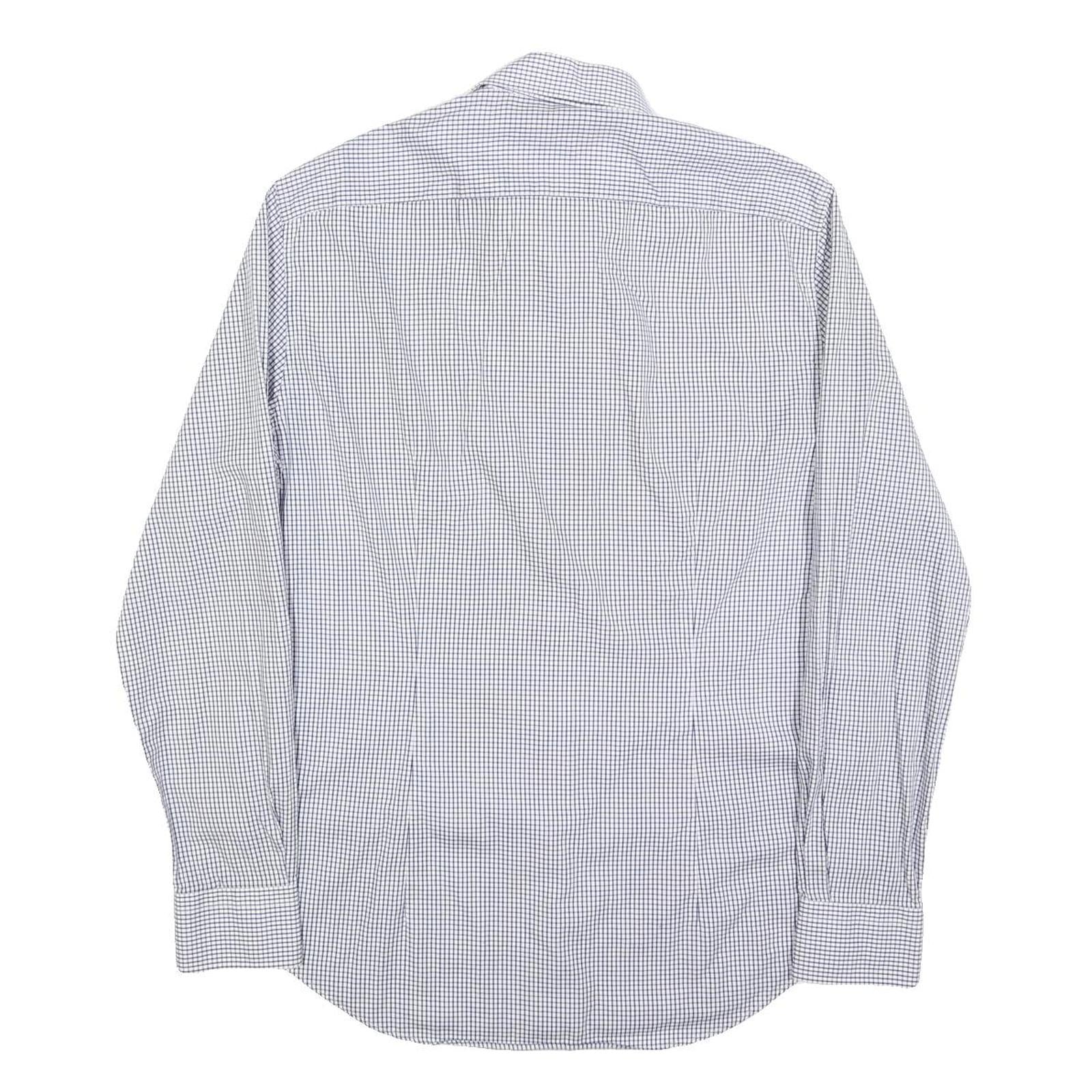 TOMMY HILFIGER Mens Blue & White Checked Shirt M Cotton Blend Classic Fit Smart