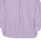 TOMMY HILFIGER Mens Purple & White Stripe Shirt L Button Long Sleeve Casual