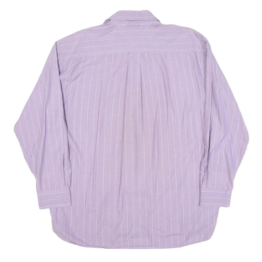 TOMMY HILFIGER Mens Purple & White Stripe Shirt L Button Long Sleeve Casual