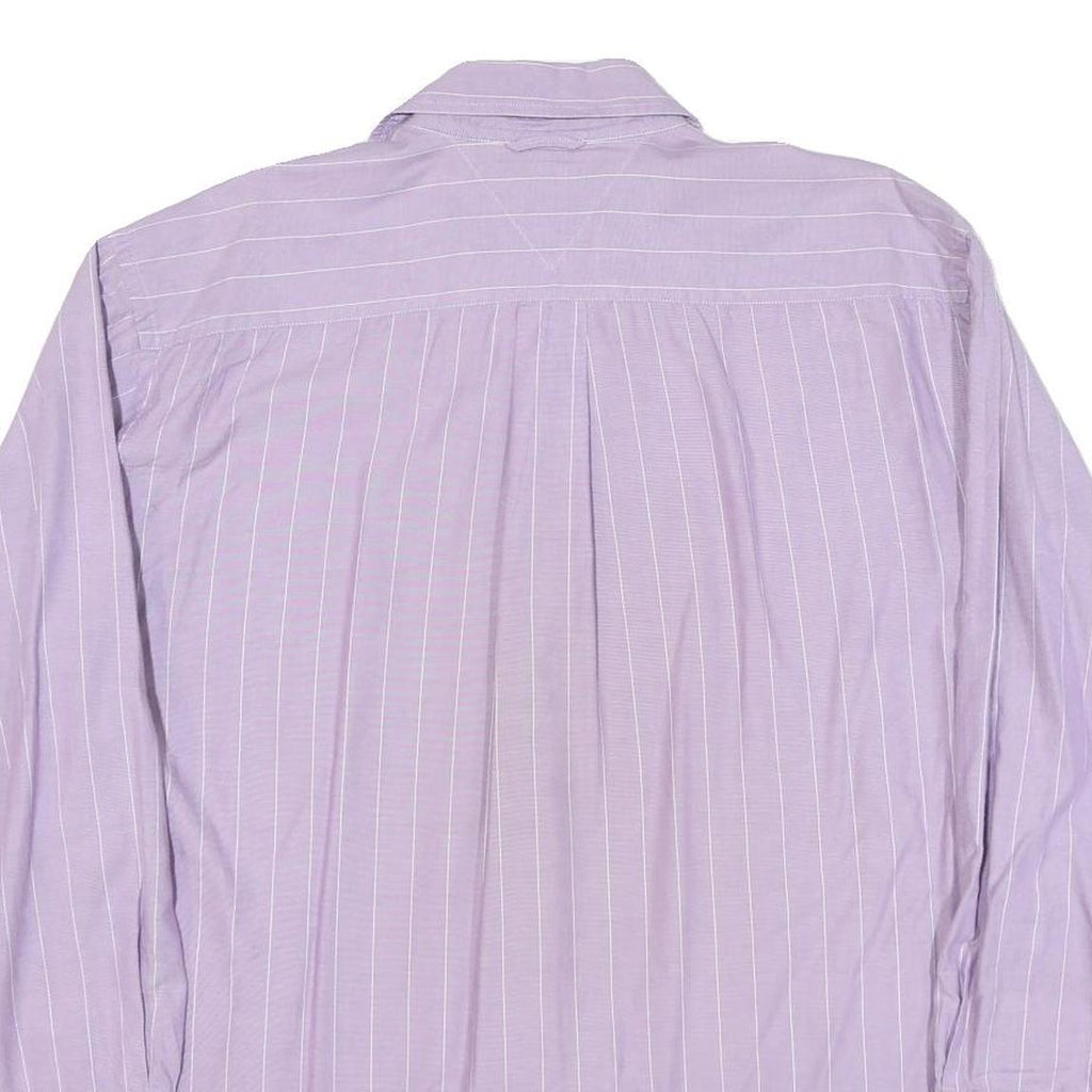 TOMMY HILFIGER Mens Purple & White Stripe Shirt L Button Long Sleeve Casual