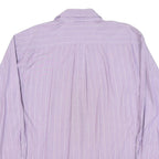TOMMY HILFIGER Mens Purple & White Stripe Shirt L Button Long Sleeve Casual