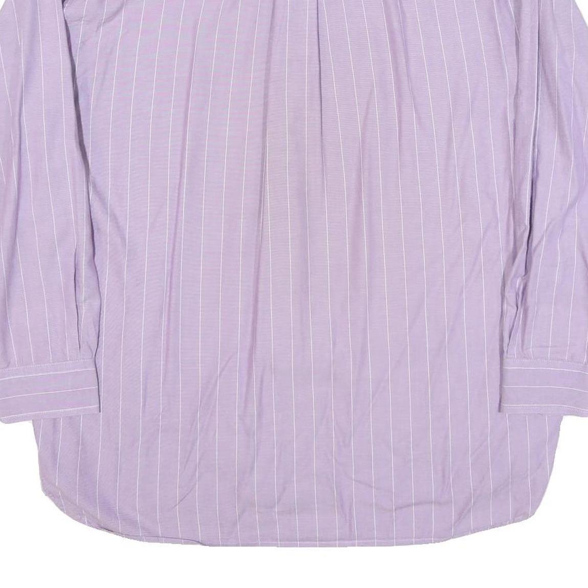 TOMMY HILFIGER Mens Purple & White Stripe Shirt L Button Long Sleeve Casual