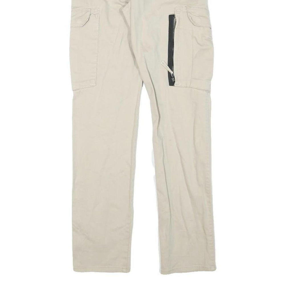 REELL Womens Beige Cotton Blend Regular Cargo Trousers W26 L30 Drawstring Waist
