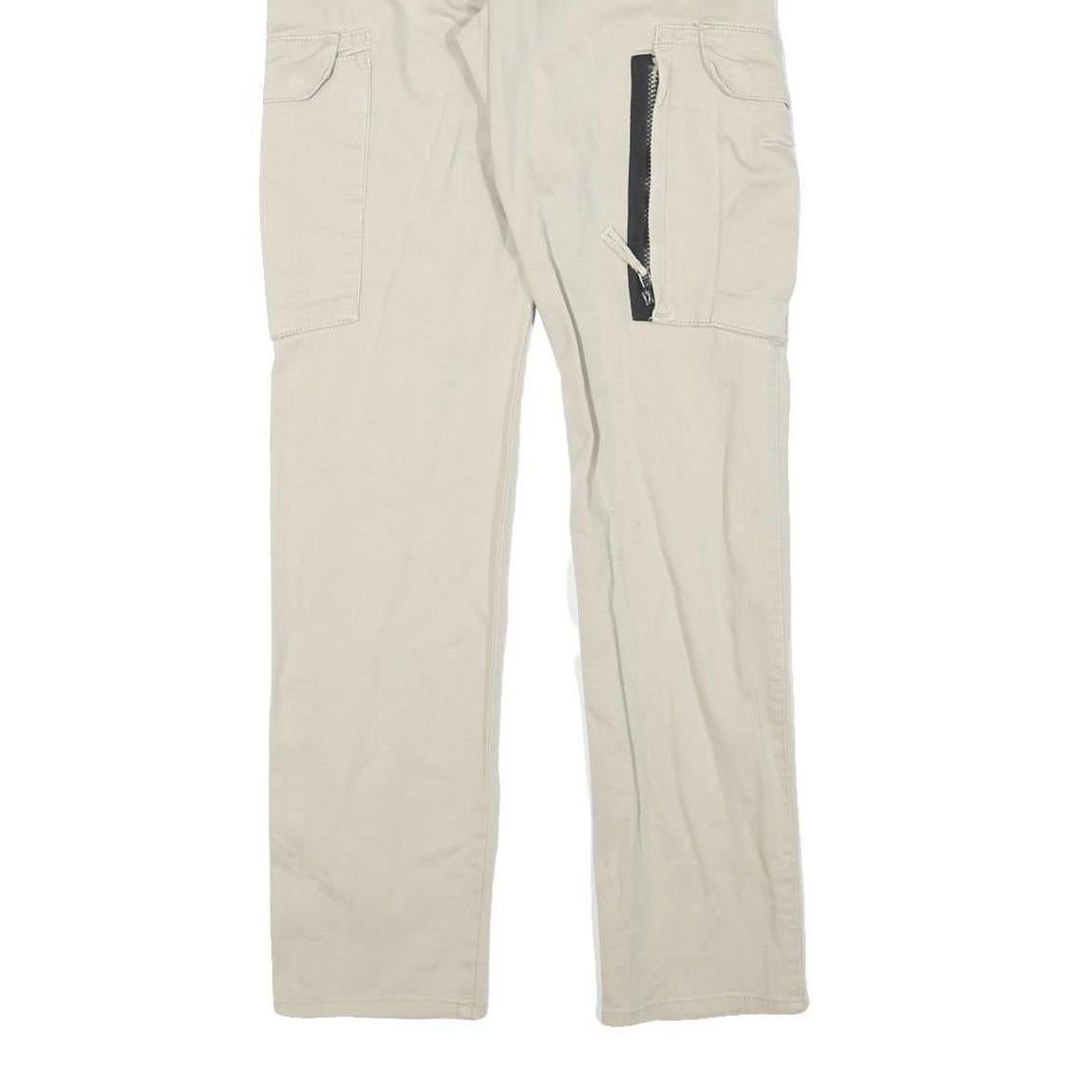 REELL Womens Beige Cotton Blend Regular Cargo Trousers W26 L30 Drawstring Waist