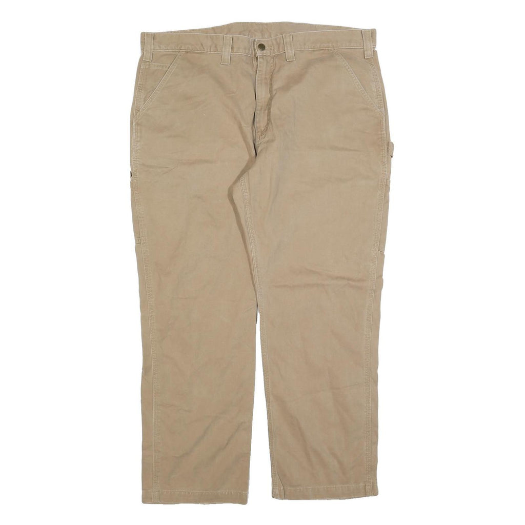 CARHARTT Mens Cotton Blend Beige Relaxed Straight Trousers W42 L30 Workwear