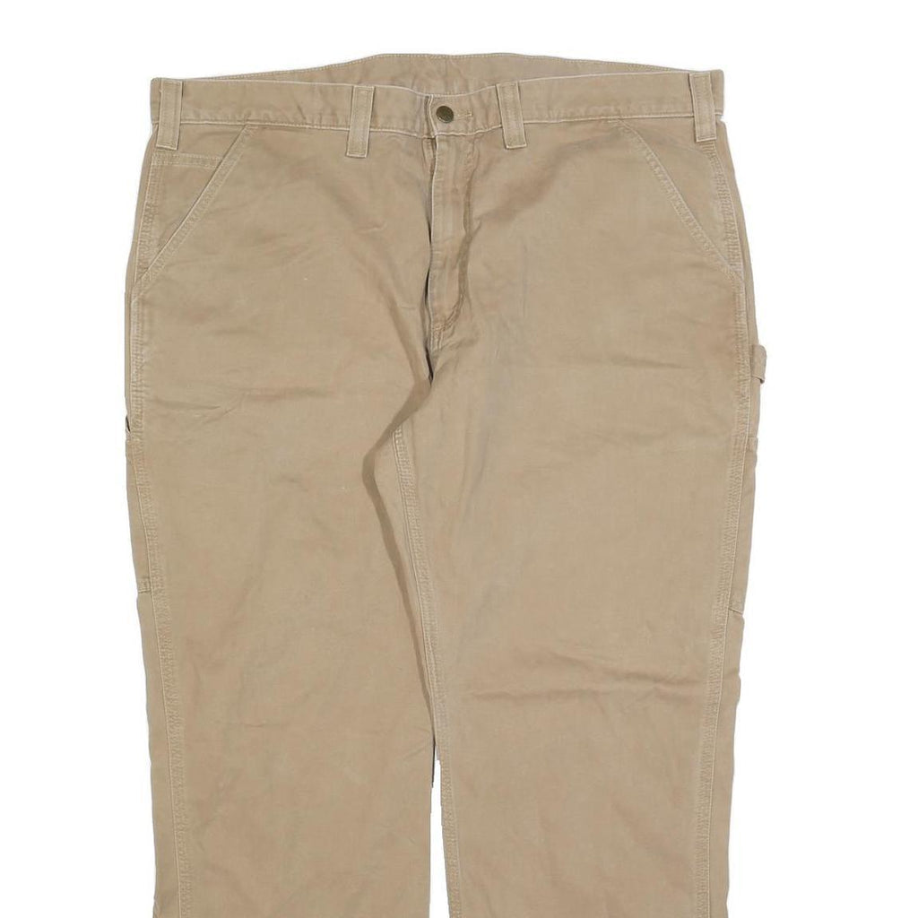 CARHARTT Mens Cotton Blend Beige Relaxed Straight Trousers W42 L30 Workwear