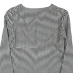 ZARA Womens Black & White Check Printed Blouse Long Sleeve V-Neck L Peplum