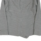 ZARA Womens Black & White Check Printed Blouse Long Sleeve V-Neck L Peplum