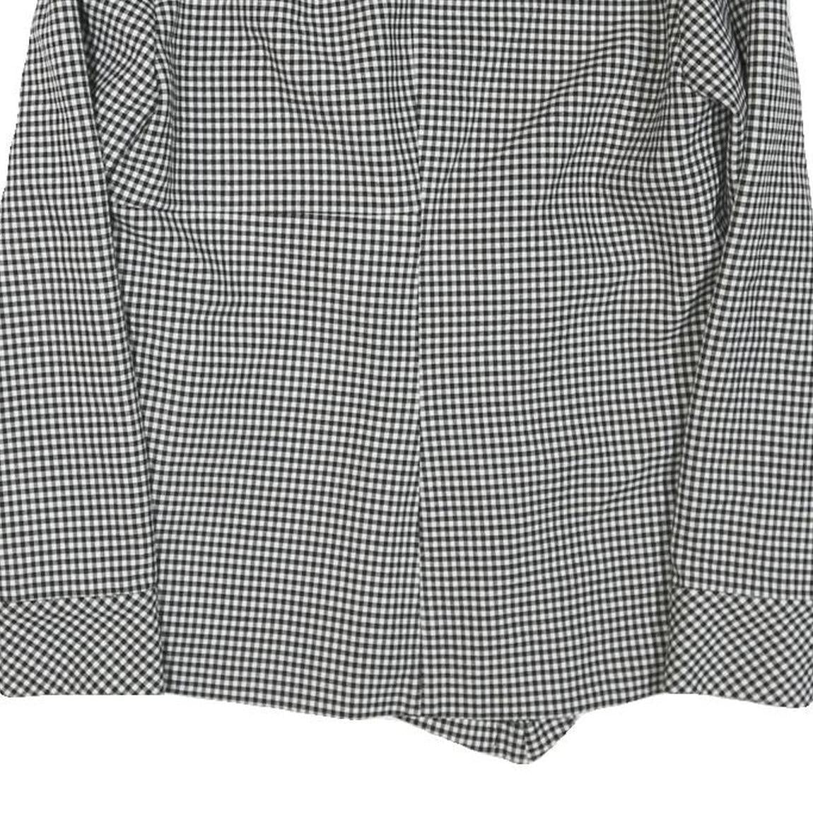 ZARA Womens Black & White Check Printed Blouse Long Sleeve V-Neck L Peplum