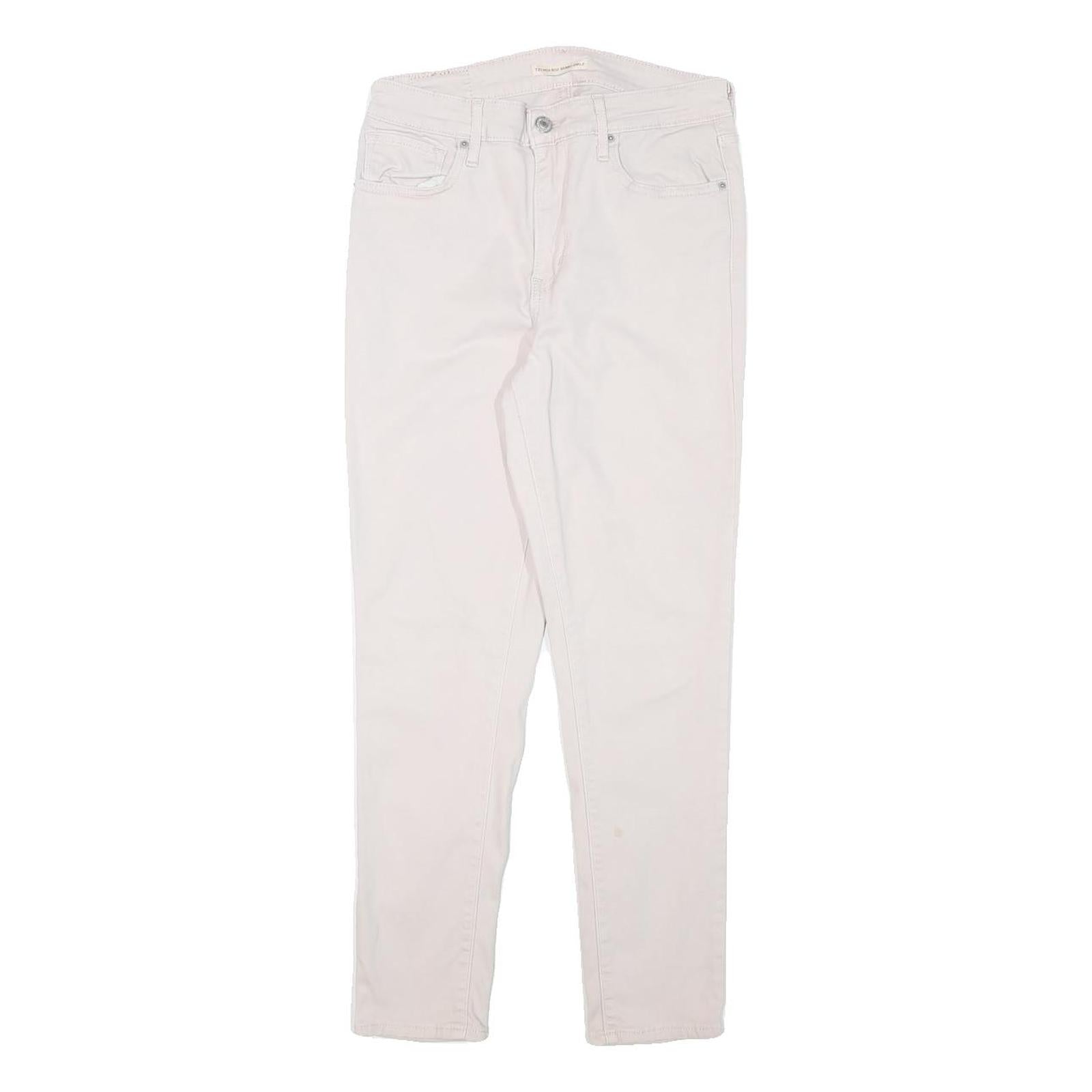 LEVI'S Womens Cotton Blend White Slim Skinny Trousers W26 L25 Casual Zip Closure