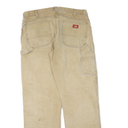 DICKIES Womens Regular Fit Straight Leg Denim Beige W36 L33 Workwear Zip Jeans