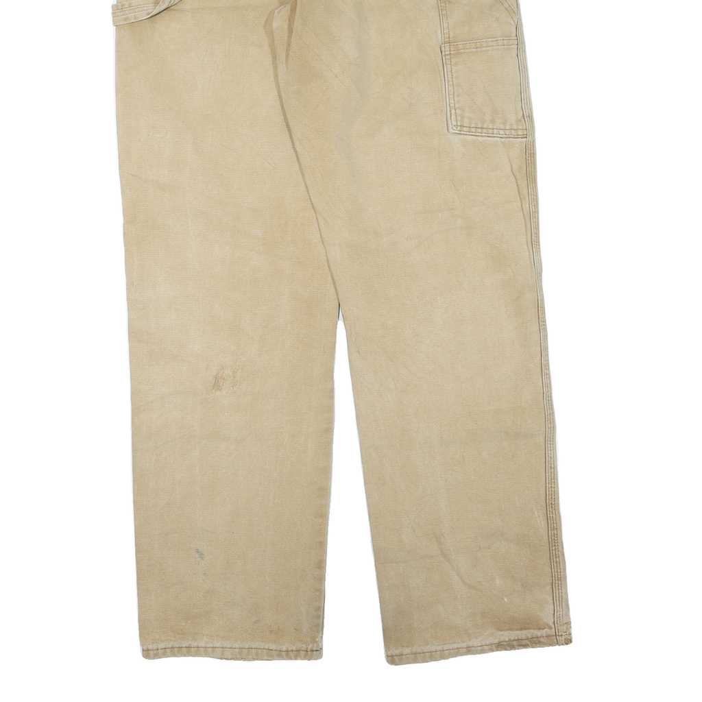 DICKIES Womens Regular Fit Straight Leg Denim Beige W36 L33 Workwear Zip Jeans