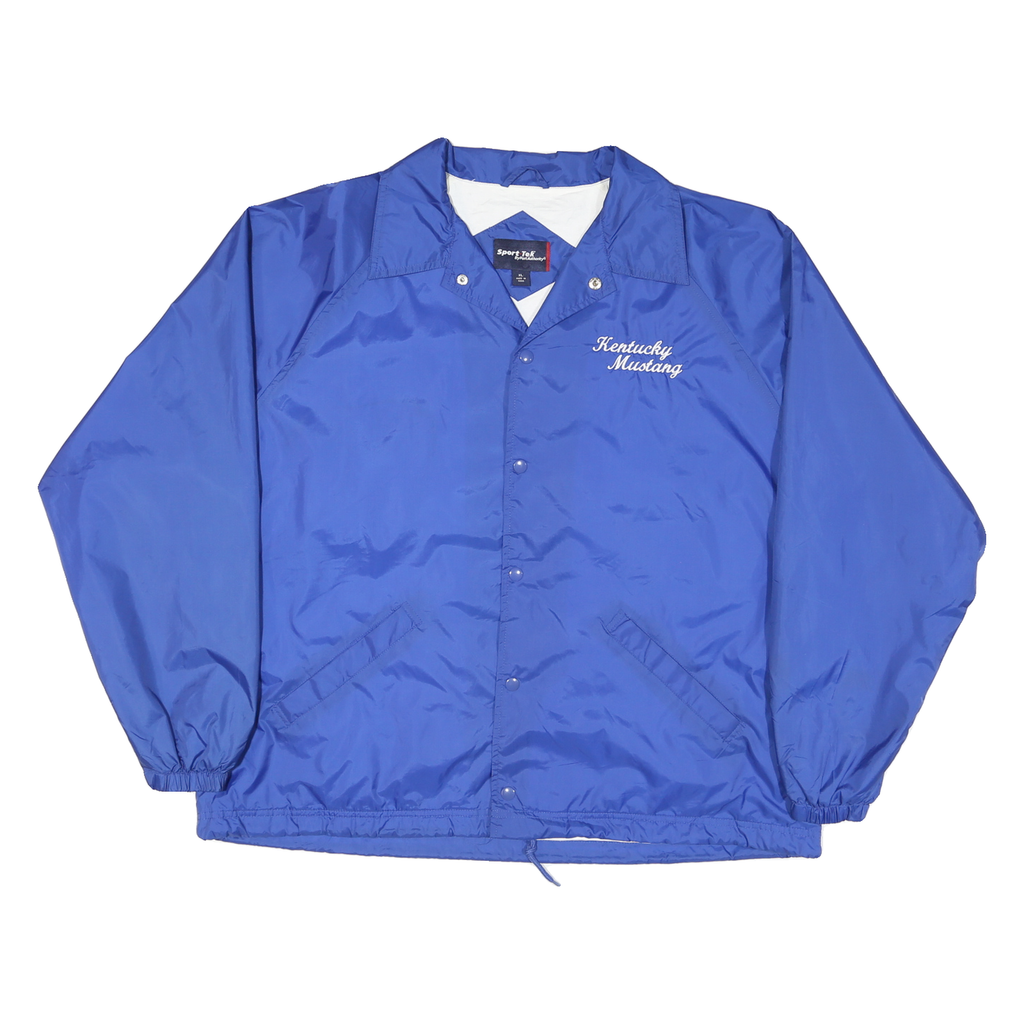 SPORTS TEK Mens Blue Kentucky Mustang Button Jacket XL Nylon Plain Lightweight
