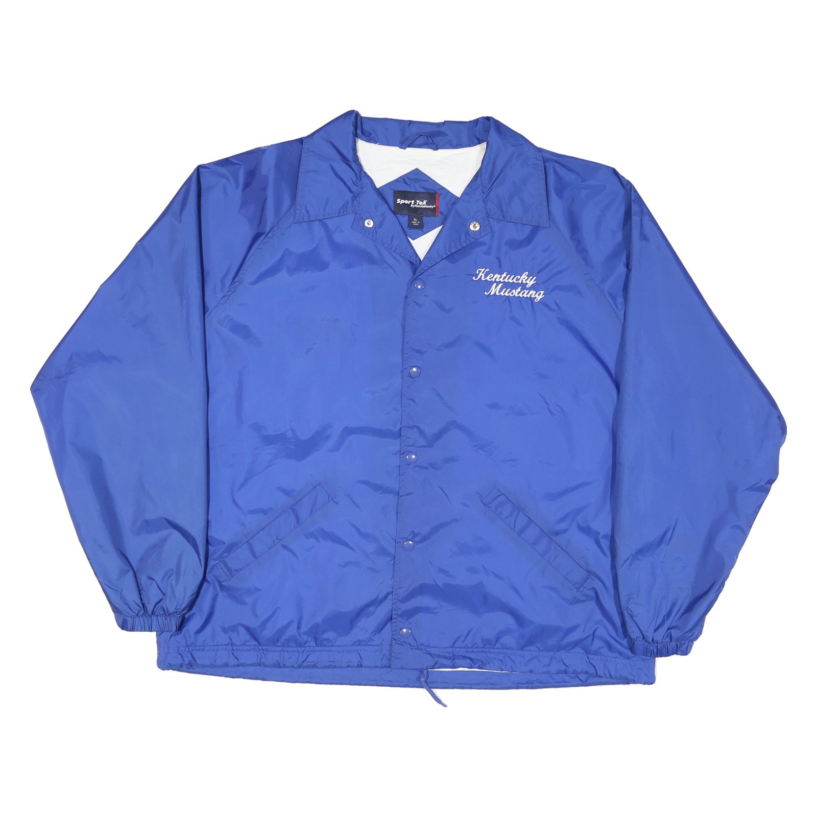 SPORTS TEK Mens Blue Kentucky Mustang Button Jacket XL Nylon Plain Lightweight