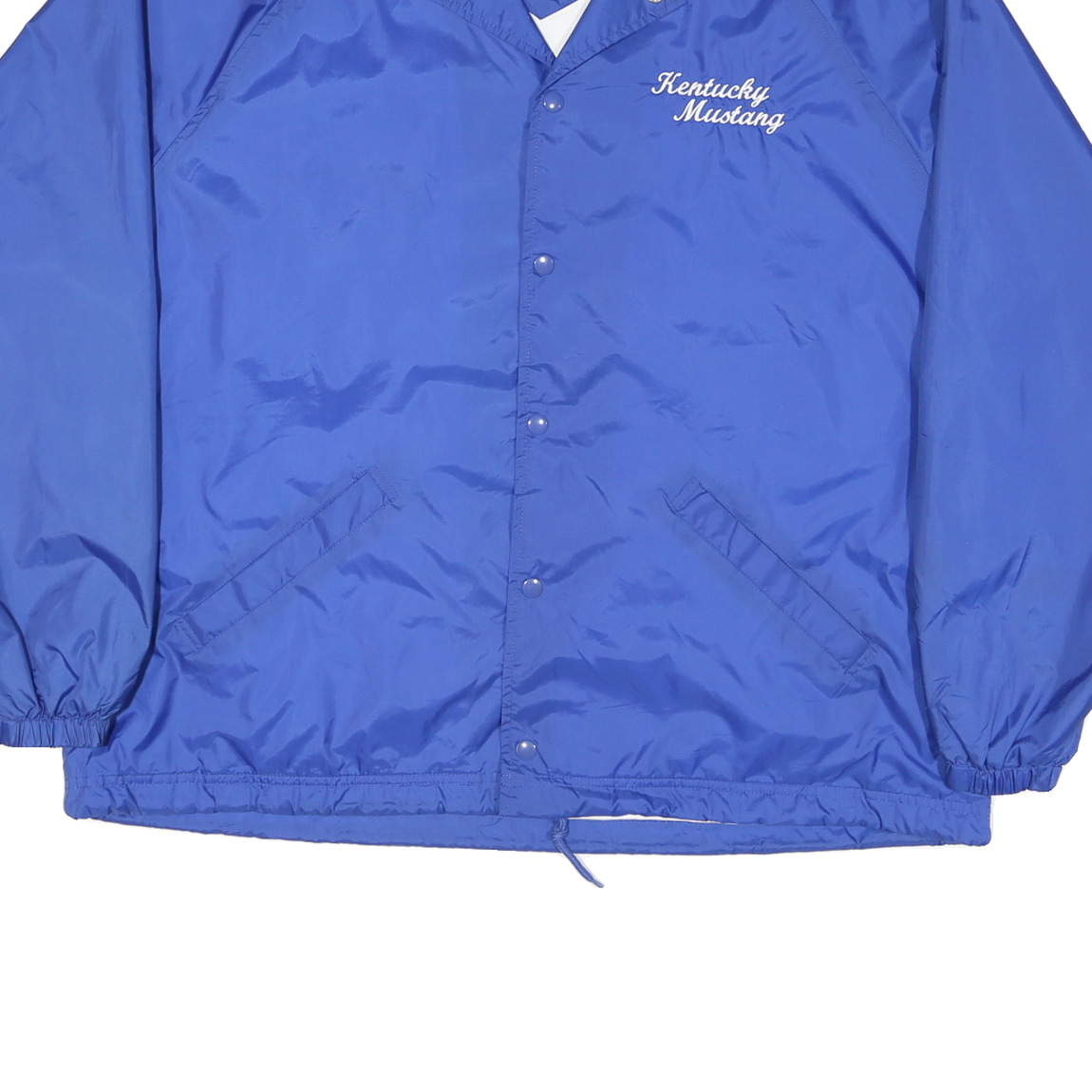 SPORTS TEK Mens Blue Kentucky Mustang Button Jacket XL Nylon Plain Lightweight