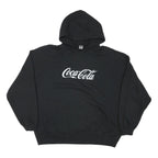 GILDAN Mens Black Coca-Cola Hoodie XL Cotton Blend Pullover Casual Sweatshirt
