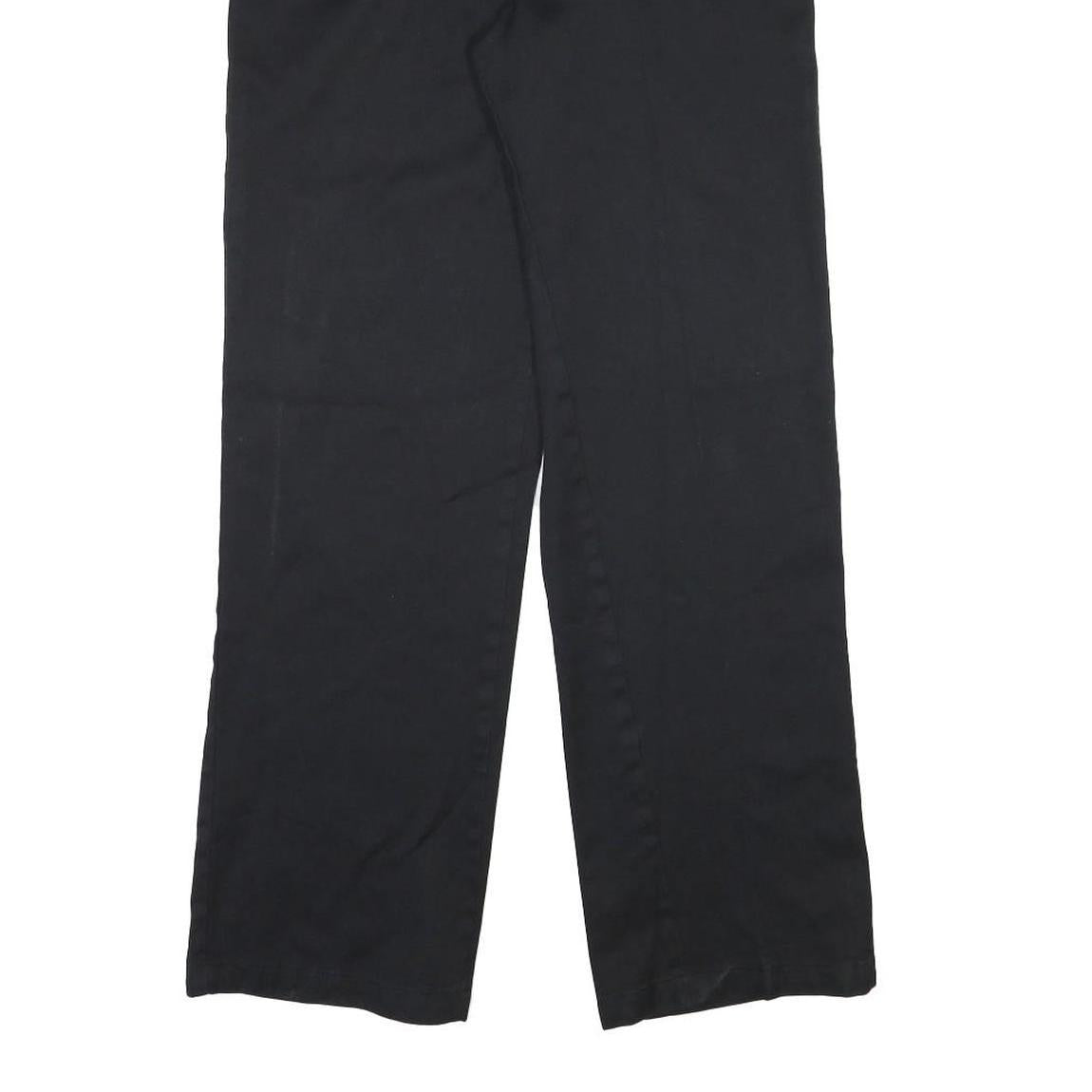 DICKIES Mens Cotton Blend Black Regular Straight Trousers W32 L32 Classic Zip