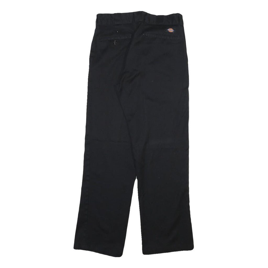 DICKIES Mens Cotton Blend Black Regular Straight Trousers W32 L32 Classic Zip