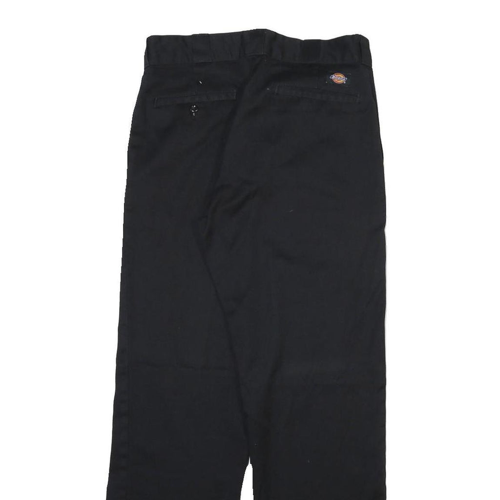 DICKIES Mens Cotton Blend Black Regular Straight Trousers W32 L32 Classic Zip