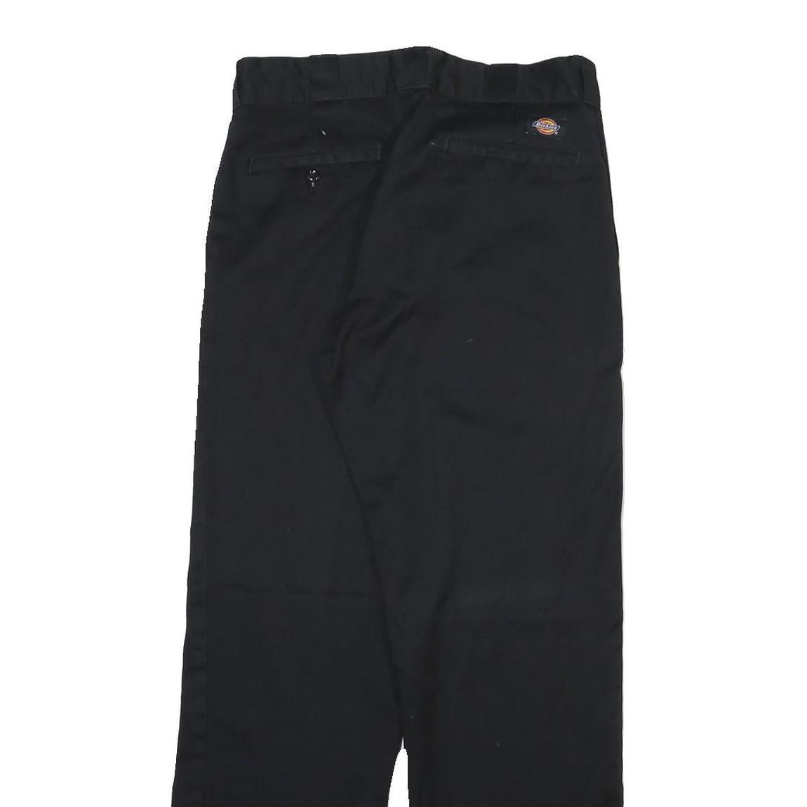 DICKIES Mens Cotton Blend Black Regular Straight Trousers W32 L32 Classic Zip