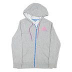 ADIDAS Womens Grey Pink Purple Full Zip Hoodie L Cotton Blend Casual Activewear