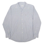 LACOSTE Mens Blue & Cream Checked Shirt XL Classic Cotton Button Down