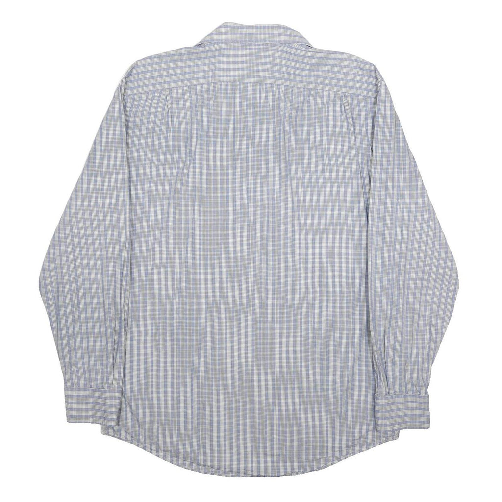 LACOSTE Mens Blue & Cream Checked Shirt XL Classic Cotton Button Down
