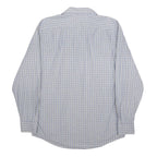 LACOSTE Mens Blue & Cream Checked Shirt XL Classic Cotton Button Down