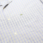 LACOSTE Mens Blue & Cream Checked Shirt XL Classic Cotton Button Down