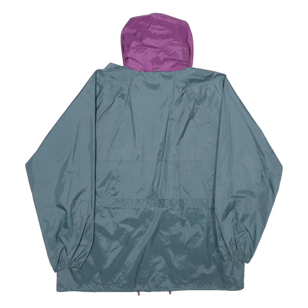 TOP SPIRIT Mens Blue & Purple Hooded Nylon Zip Jacket XL Lightweight Water