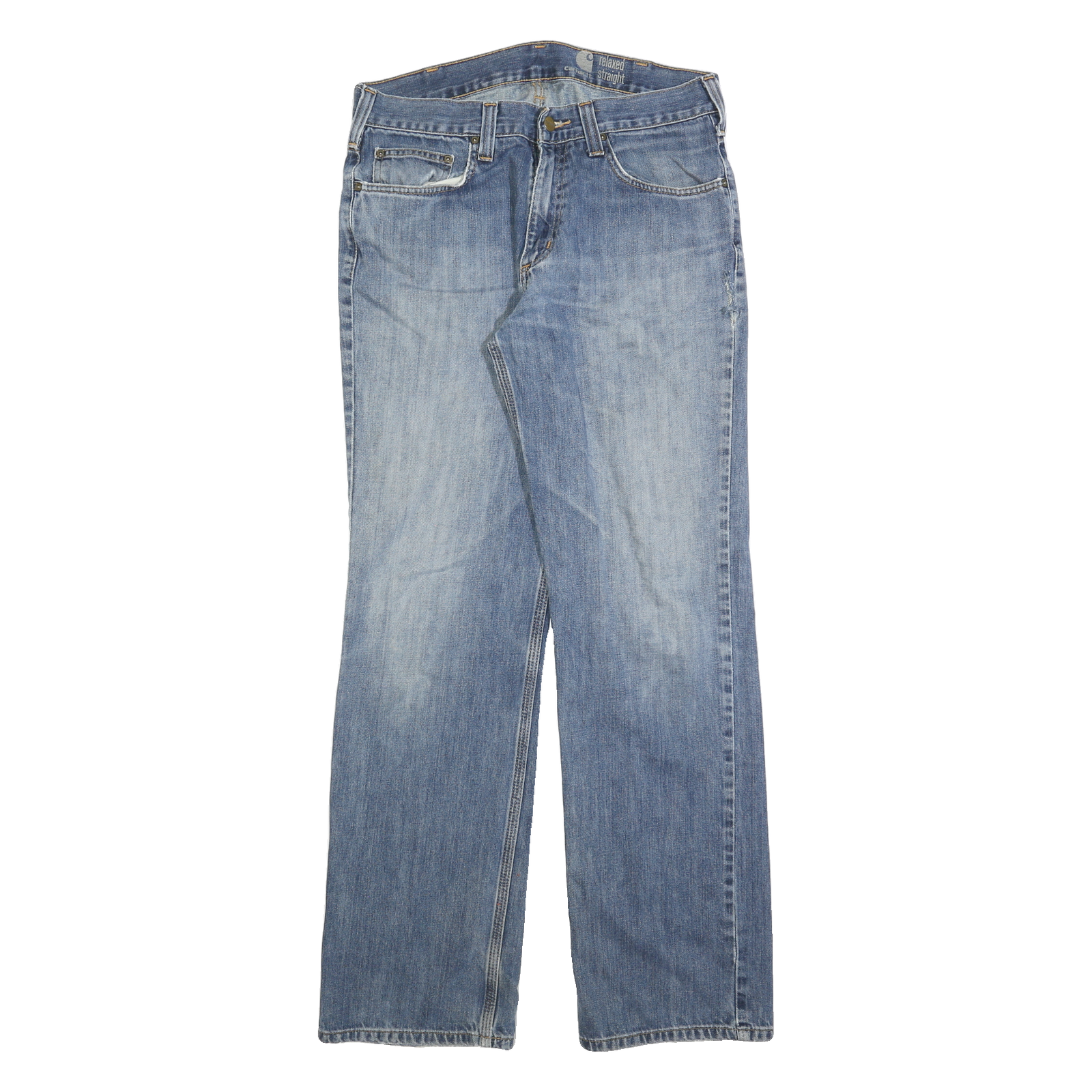 CARHARTT Mens Jeans Blue Relaxed Straight Denim Medium W32 L34 Workwear Zip