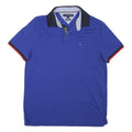 TOMMY HILFIGER Mens Blue Navy & Red Short Sleeve Polo Shirt S Cotton Blend