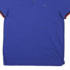 TOMMY HILFIGER Mens Blue Navy & Red Short Sleeve Polo Shirt S Cotton Blend