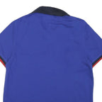 TOMMY HILFIGER Mens Blue Navy & Red Short Sleeve Polo Shirt S Cotton Blend