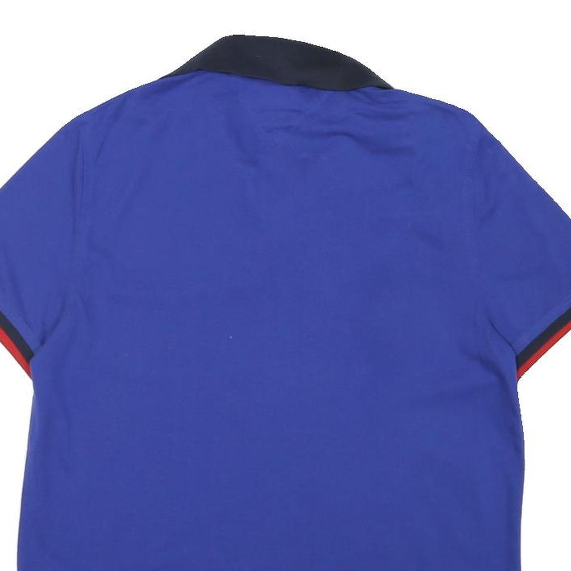 TOMMY HILFIGER Mens Blue Navy & Red Short Sleeve Polo Shirt S Cotton Blend