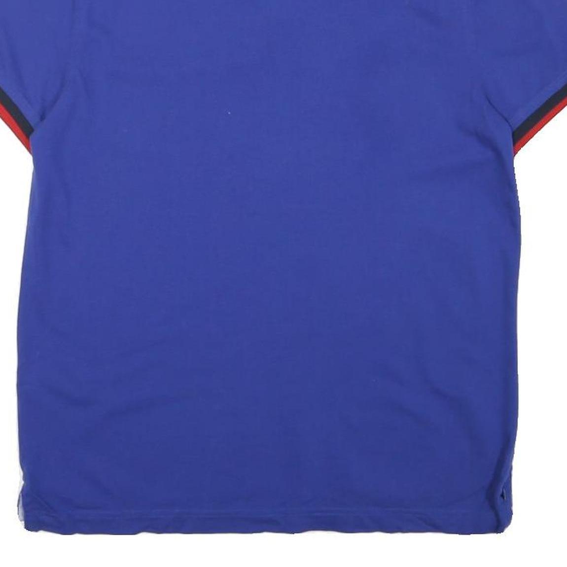 TOMMY HILFIGER Mens Blue Navy & Red Short Sleeve Polo Shirt S Cotton Blend
