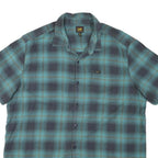 LEE Mens Blue Plaid Short Sleeve Shirt XL Cotton Blend Casual Retro