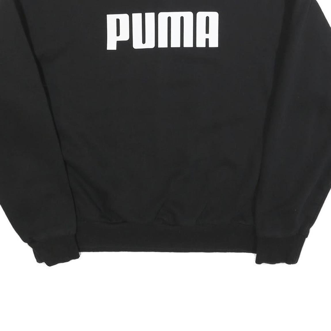 PUMA Womens Black Cotton Blend Crew Neck Sweatshirt M Logo Print