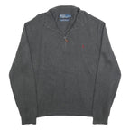 POLO RALPH LAUREN Mens Grey Cotton Blend Patterned Jumper Funnel Neck XL Casual
