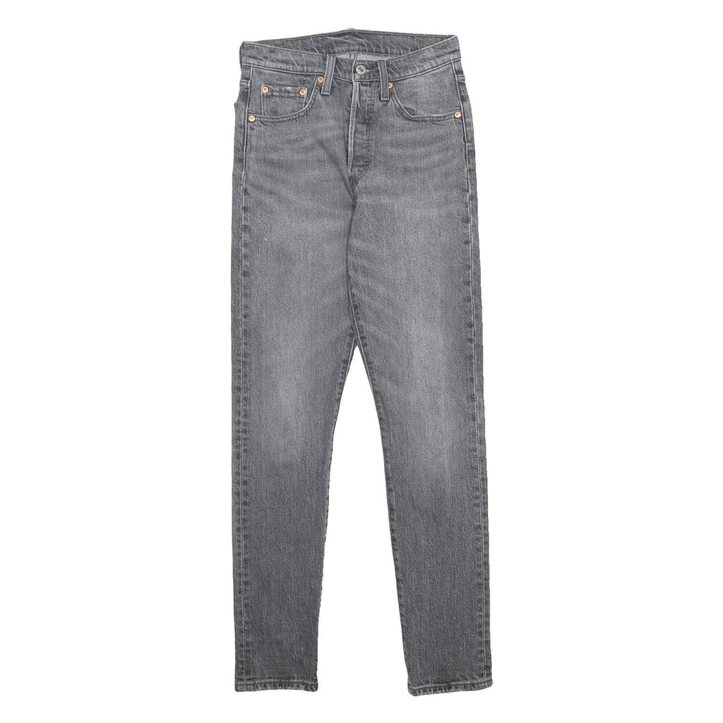 LEVI'S 501S Womens Slim Grey Denim Medium W24 L30 Slim Fit Zip Jeans