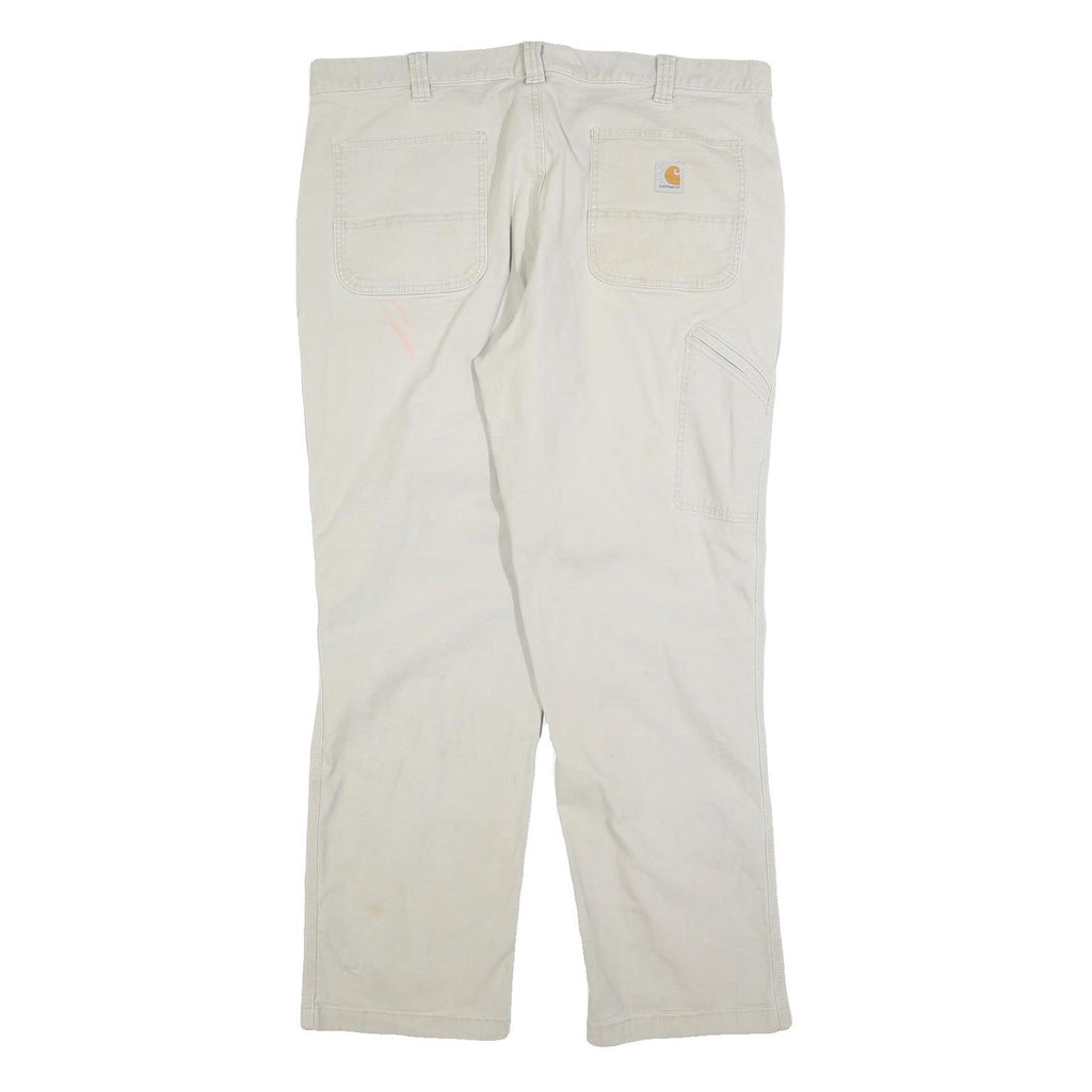 CARHARTT Mens Cotton Blend Beige Relaxed Straight Trousers W40 L32 Workwear