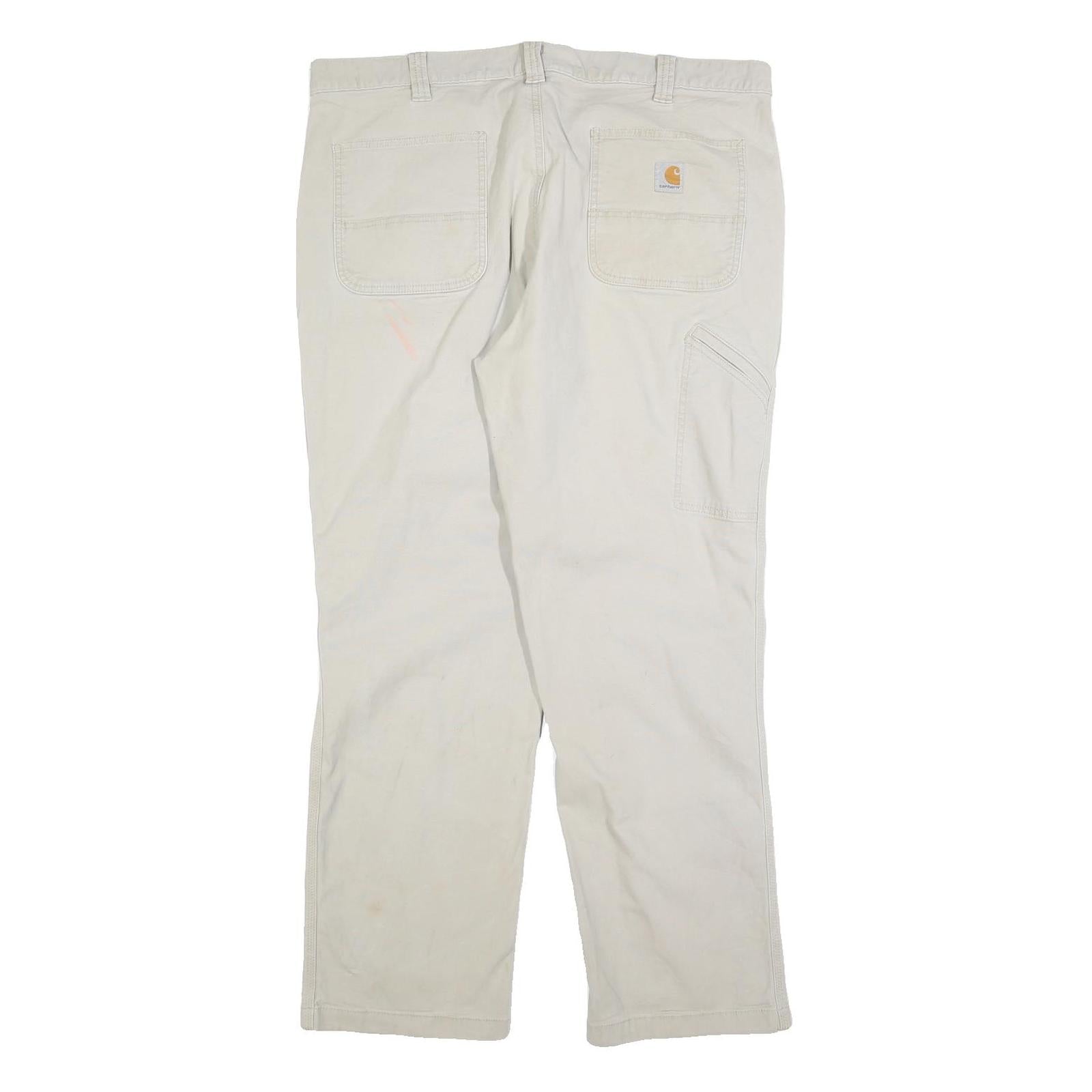 CARHARTT Mens Cotton Blend Beige Relaxed Straight Trousers W40 L32 Workwear