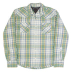 HILFIGER DENIM Mens Shirt Green Check Long Sleeve L