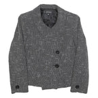KASPER Womens Black White Button Jacket S Polyester Blend Tweed Chic Elegant