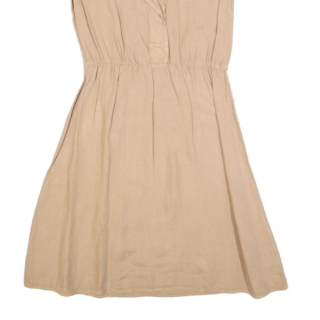 ARMANI JEANS Womens Beige Sleeveless Day Woven Plain Midi Dress M Casual