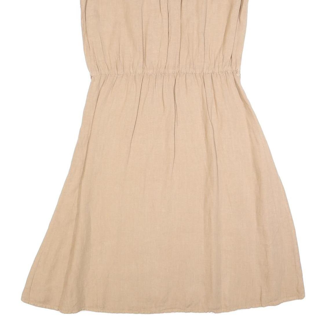 ARMANI JEANS Womens Beige Sleeveless Day Woven Plain Midi Dress M Casual