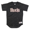 MAJESTIC Mens Black Dbacks Heritage Button Jersey S Short Sleeve V-Neck Baseball